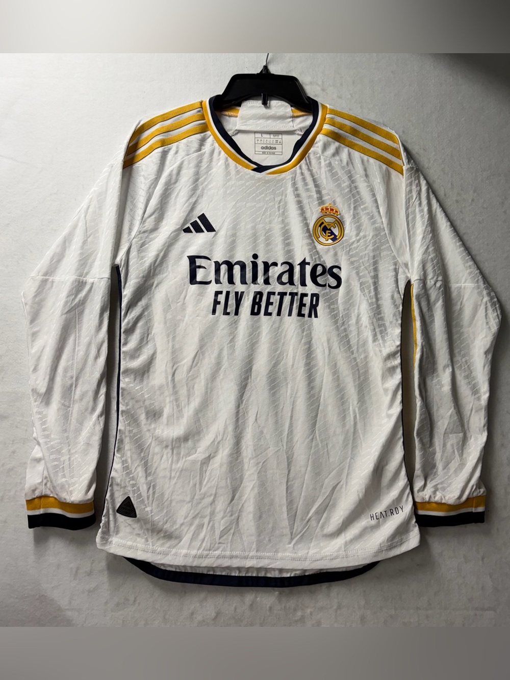 ADIDAS Real Madrid Bellingham Jersey Adult Size Large Emirates Better Long Sleev